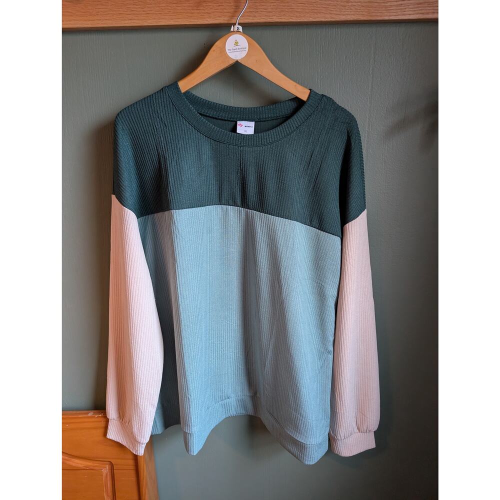 XL Wiholl Color Block Ribbed Top